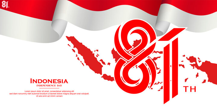 81th Happy Indonesia Independence Day Illustration Background Design. Indonesian Anniversary 17 August 1945 Greeting Vector Template
