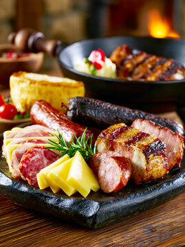 Rustic Charcuterie Board with Cheese and Smoked Meats &ndash; AI Generative
