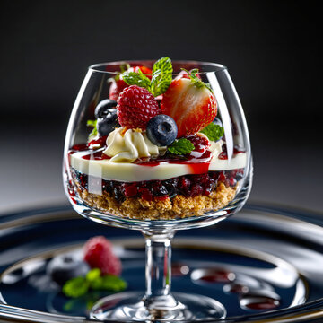 Berry Cheesecake Parfait in Elegant Glass &ndash; AI Generative