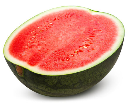 Black Watermelon isolated on white background, Giant Seedless Watermelon isolated on white with clipping path.