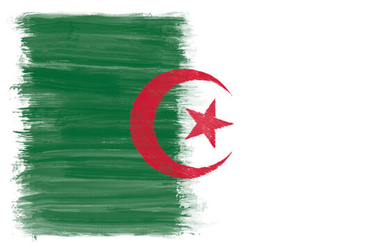 An artistic ink‑brush rendering of Algeria&rsquo;s flag design