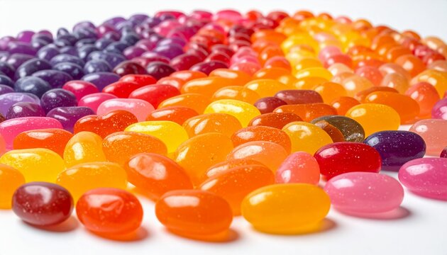 Jelly Bean Candies in Row for Colorful Patterned Background