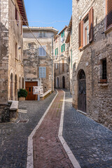 Fototapeta premium Scenic sight from the historic center of Acuto, beautiful village in the Province of Frosinone, Lazio, central Italy.