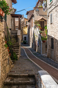 Scenic sight from the historic center of Acuto, beautiful village in the Province of Frosinone, Lazio, central Italy.