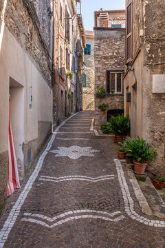 Scenic sight from the historic center of Acuto, beautiful village in the Province of Frosinone, Lazio, central Italy.