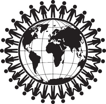 People holding hands around globe symbol of unity international cooperation and global connection in solidarity.