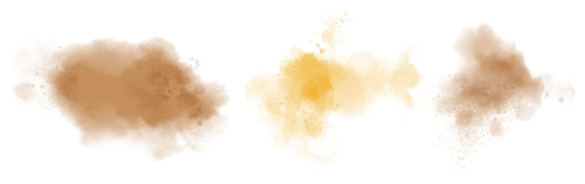 Watercolor stain decoration. brown green colored splatter brush