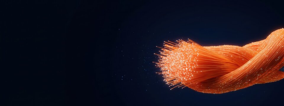 Glowing Fiber Optic Cable Background with Copy Space