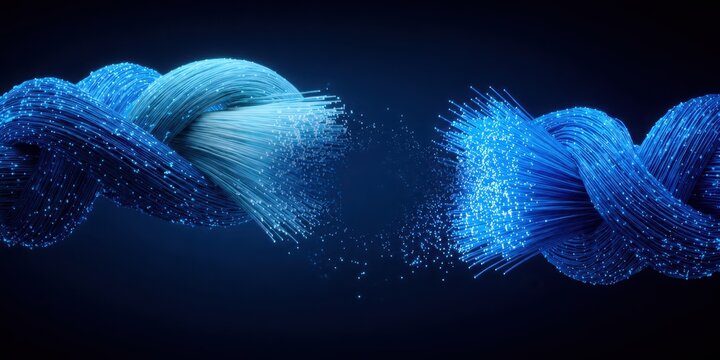 Blue Fiber Optic Network Connection
