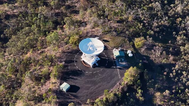 Aerial View of Large Radio Telescope at Siding Spring Observatory