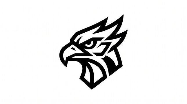 Sleek and fierce black and white eagle head vector logo design featuring sharp geometric lines for modern branding, esports, and wildlife symbols