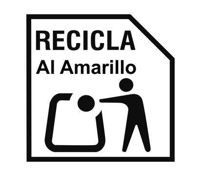 Recicla Al Amarillo Spain Recycling Packaging Certification Label Icon Sign.