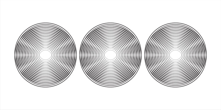 Black concentric circle set. Sonar or sound wave ring collection. Dotted and linear epicentre, target, radar icon concept. Ripple radial signal or vibration elements. Vector