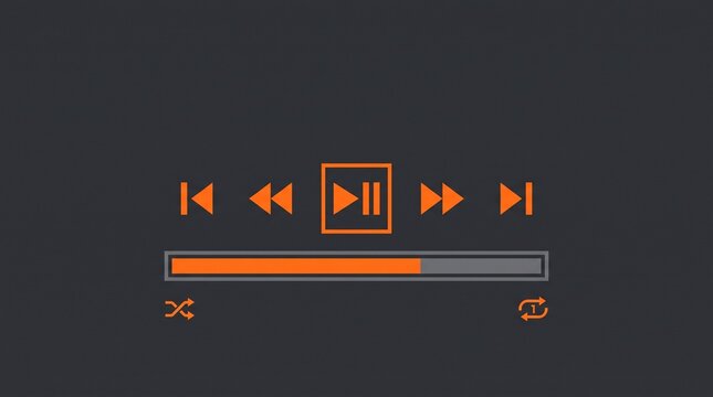 Minimalist Media Player Control Interface with Progress Bar