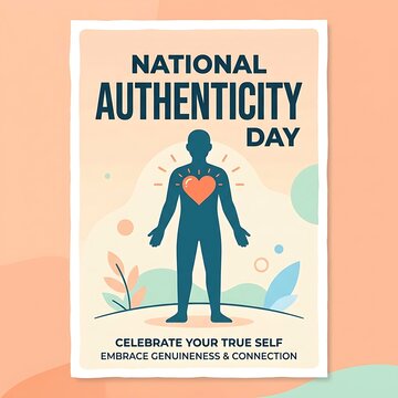 Human silhouette with an open heart, bold NATIONAL AUTHENTICITY DAY typography