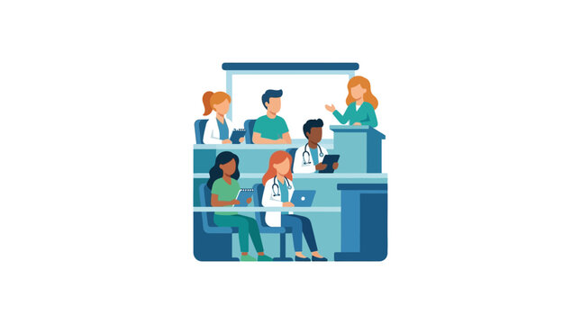 Medical Students Attending Lecture in Classroom