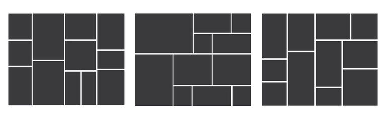 Fototapeta premium ollage of picture frame templates, vector images album background. Photo mosaic collage for photography montage with square and circle picture frames for gallery and photoalbum layout 