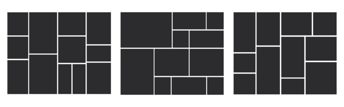 ollage of picture frame templates, vector images album background. Photo mosaic collage for photography montage with square and circle picture frames for gallery and photoalbum layout 