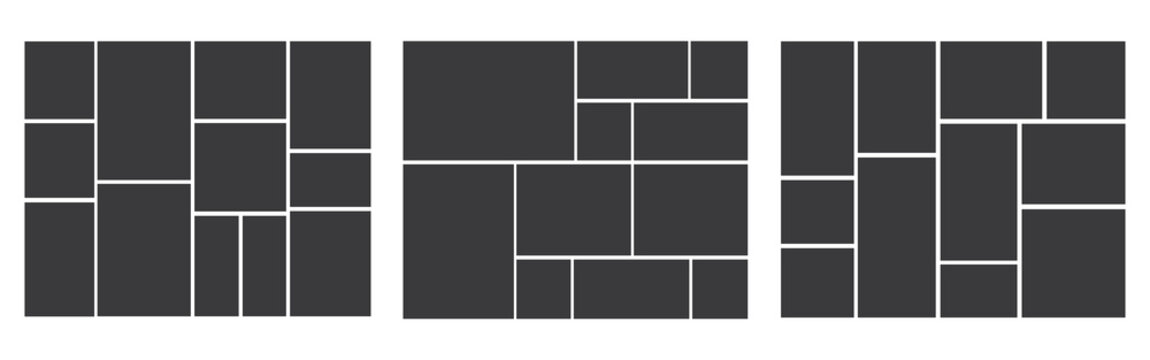 ollage of picture frame templates, vector images album background. Photo mosaic collage for photography montage with square and circle picture frames for gallery and photoalbum layout 