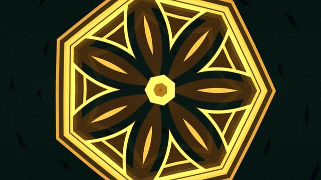 Kaleidoscope pattern with warm colors and geometric shapes