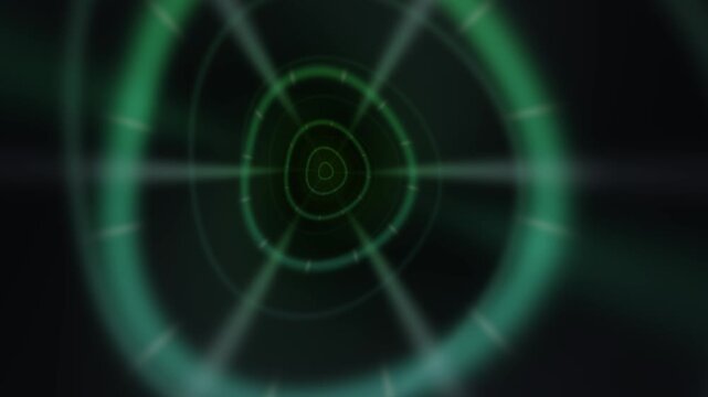 Motion graphic with green lines and circular patterns