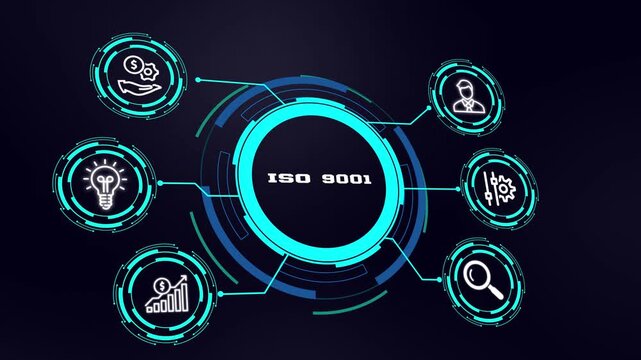 ISO 9001 Quality Management Concept. International Standard, Business Compliance, Certification, Process Improvement and Technology Concept.