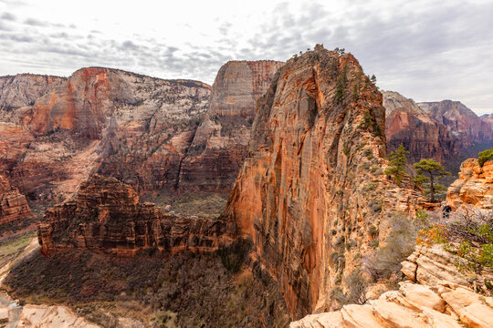 View into Zion Canyon from Angels Landing ascent