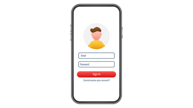 Smartphone displaying a user login interface with sign in button and avatar icon