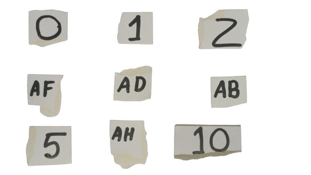 Collection of simple square icons with letters and numbers