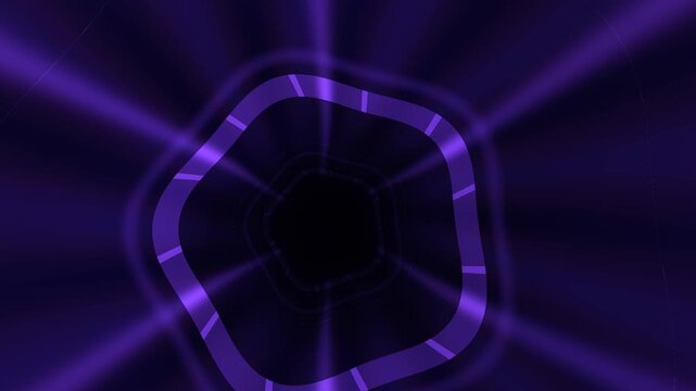 Digital abstract tunnel with purple light patterns