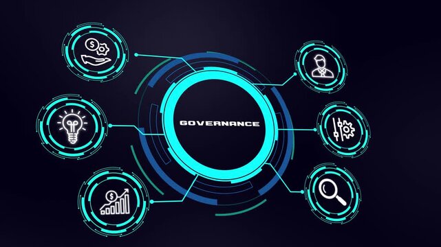 Corporate Governance Concept. Business Ethics, Risk Management, Regulatory Compliance, Leadership and Technology Concept.
