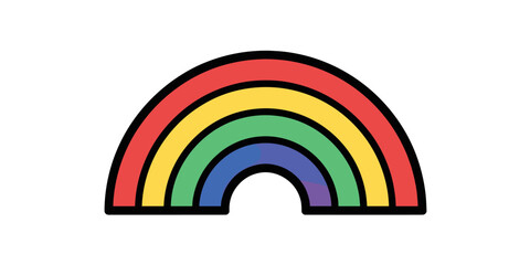 Obraz premium Vibrant seven color rainbow arch on white background