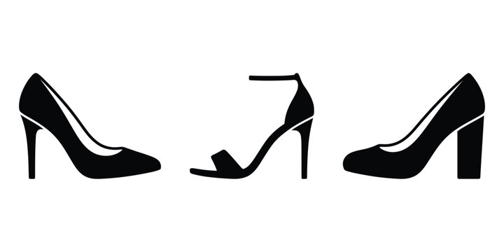 High heel shoe icon silhouette vector illustration isolated design