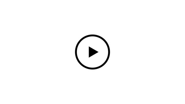 Minimalist white video play button icon on.
