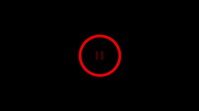 play and stop button on black screen. Animation play and stop button icon.