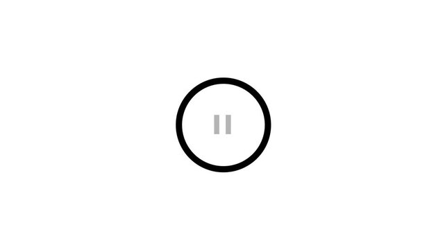 play and stop button on black screen. Animation play and stop button icon.