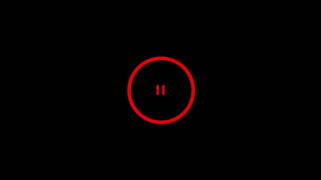 play and stop button on black screen. Animation play and stop button icon.