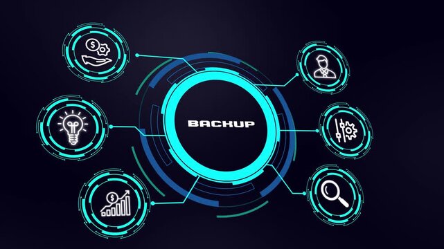 Data Backup Concept. Cloud Storage, Information Security, Disaster Recovery, Business Protection and Technology Concept.