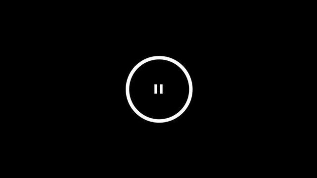 play and stop button on black screen. Animation play and stop button icon.
