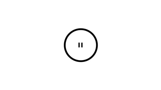 play and stop button on black screen. Animation play and stop button icon.