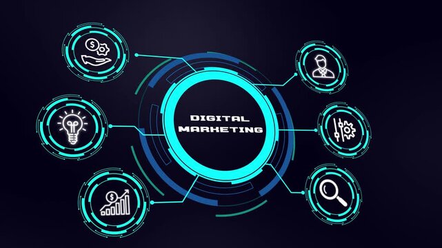 Digital Marketing Concept. Online Brand Promotion, Search Optimization, Customer Acquisition, Business Growth and Media Strategy Concept.