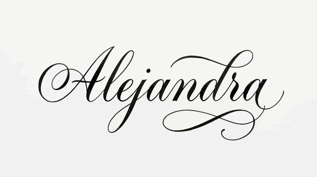 Elegant calligraphic lettering of the name Alejandra featuring sophisticated cursive script and artistic flourishes on white
