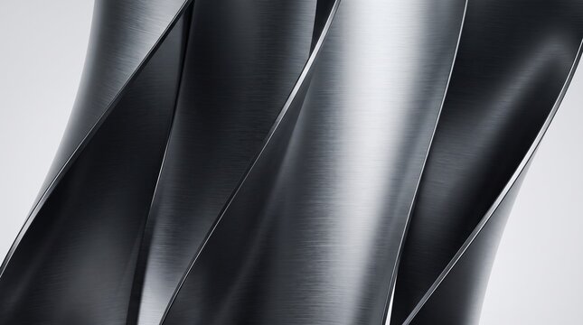 Brushed steel panels in abstract arrangement with curved lines with abstract pattern showcasing metallic sheen against panels arranged close brushed close up architecture construction