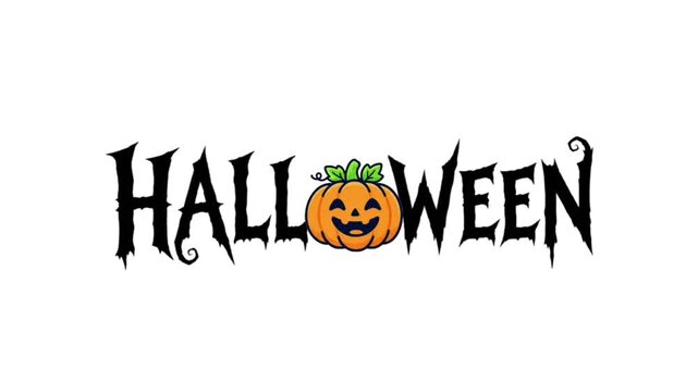Halloween Gothic Typography Animation with Jack O Lantern Lettering on White Background | Spooky Holiday Motion Graphic