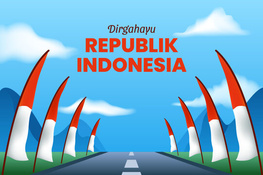 Red White Long Flag Along Way