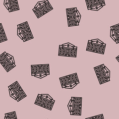 Obraz premium city bank building vector line seamless pattern city bank building sign illustration