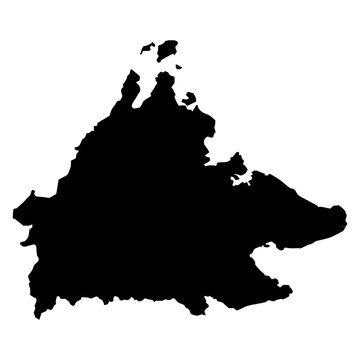 Sabah Black Map Silhouette Flat Vector Illustration
