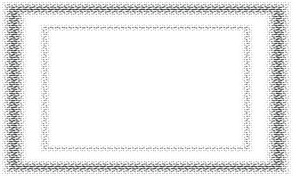 Concentric rectangular frame made of black halftone dots on a white background, creating a layered, border effect for framing