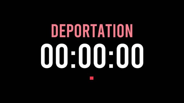 Deportation is about to happen soon. Upcoming deportation, approaching in the near future. Deportation almost here, in a short time - a countdown timer counting seconds the this event.