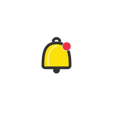 Notification Bell Icon: A bright yellow bell icon with a red notification dot, symbolizing alerts, messages, or updates, designed in a clean, modern graphic style.